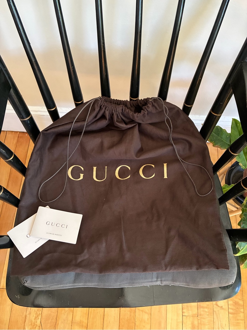 GUCCI Brown Drawstring Logo Dust Bag